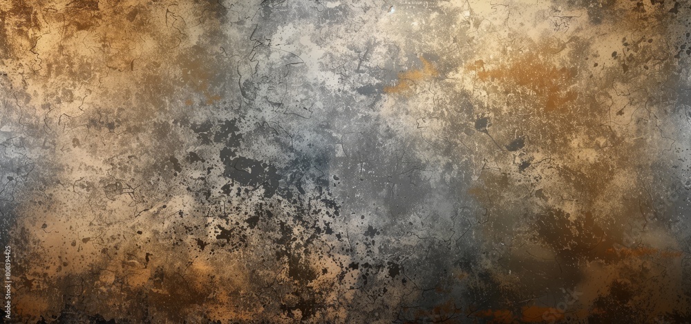 High-resolution wide panoramic image of a vintage grunge texture in earth tones, perfect for backgrounds, graphic design, or digital art overlays with ample copy space