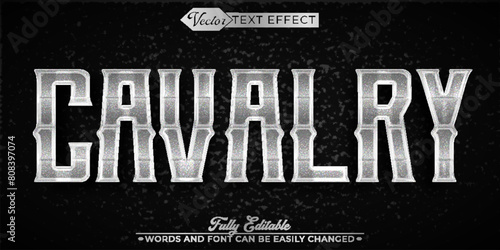 Silver Warrior Cavalry Vector Editable Text Effect Template photo