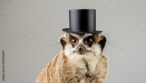 Enigmatic Slow Loris Donning a Silk Hat photo