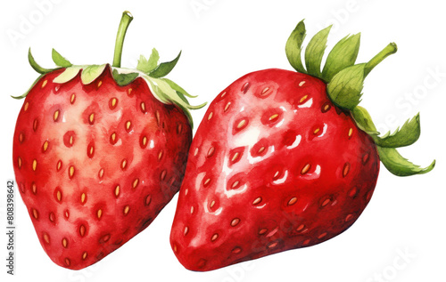 PNG Watercolor of strawberry fruit plant food.