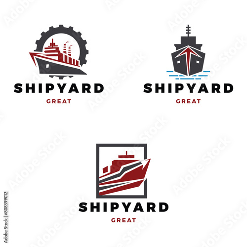 Set of Shipyard Icon Logo Design Template