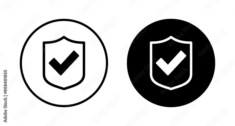 Shield check mark icon vector isolated on white background. Protection approve sign. Safe icon vector Shield check mark icon vector isolated on white background. Protection approve sign. Safe icon vector