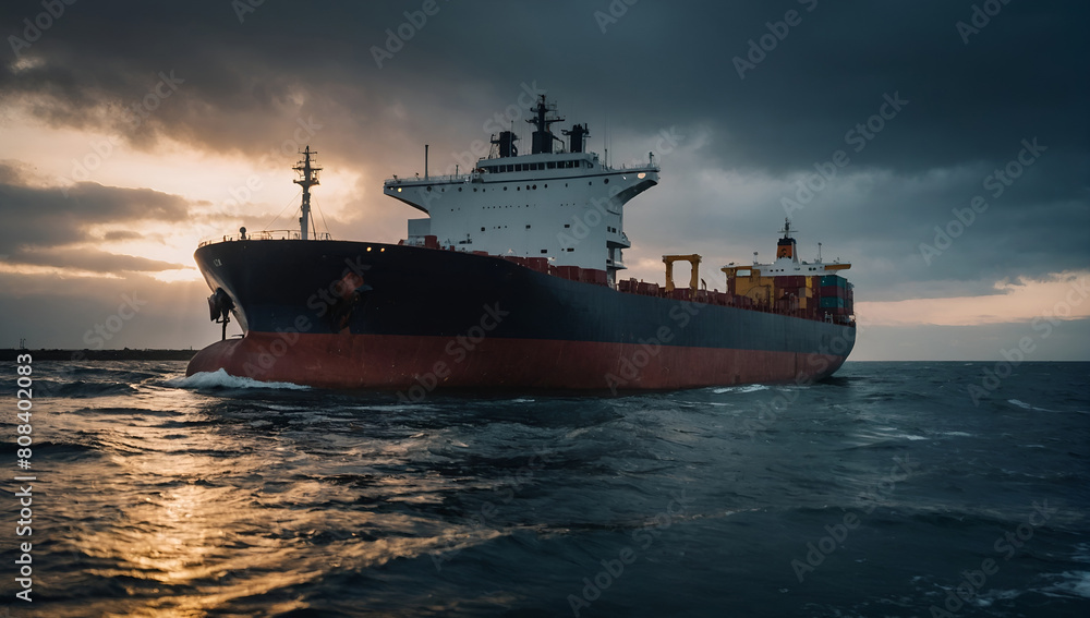 cargo ship in the middle of the sea