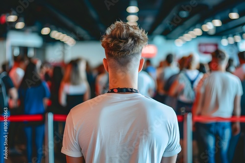 A man stands in a crowd of people