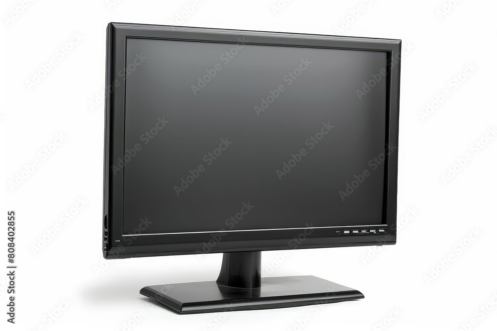 blank television or computer monitor isolated on white clipping path included