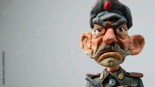 Plasticine police doll on white background in high resolution and high quality. concept dolls, plasticine photo