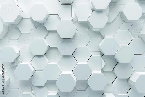 bright white abstract hexagon wallpaper or background futuristic geometric pattern 3d render