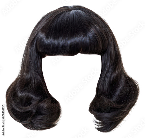 PNG A dark brown hair wig on a white background adult hairstyle portrait.