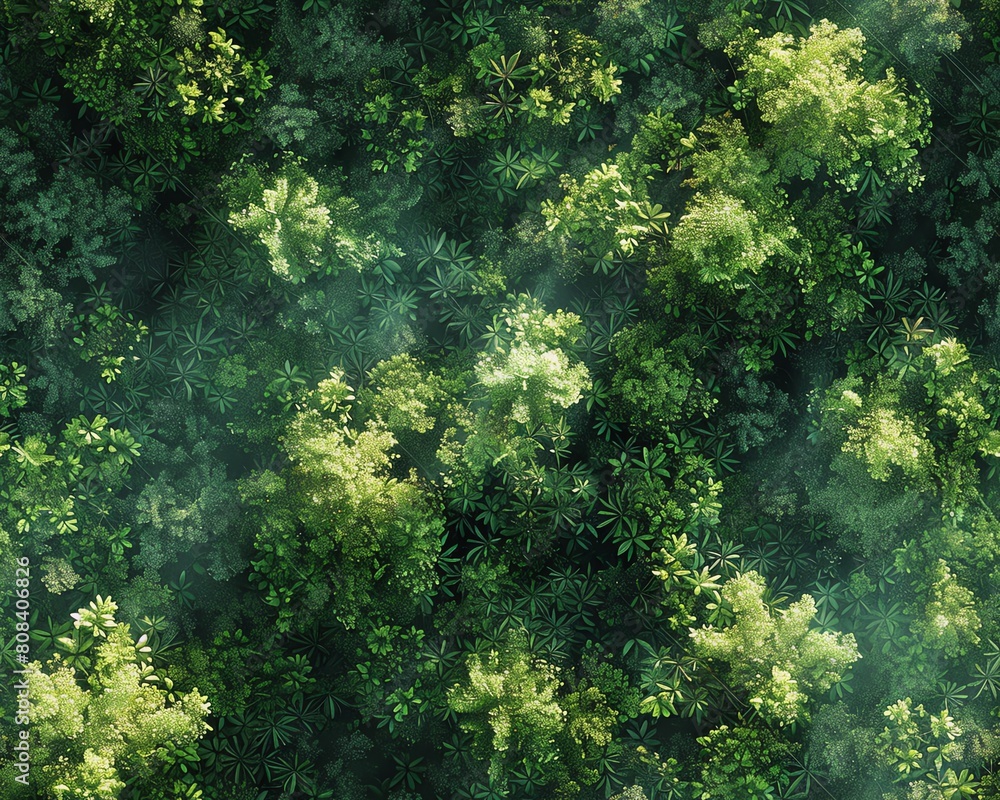Infuse the energy of a bustling forest from a worms-eye view with stark Infuse the energy of a bustling forest from a worms-eye view with stark