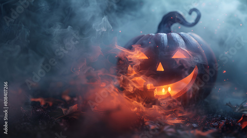 halloween pumpkin with fire