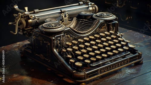 Craft a striking image of a vintage typewriter