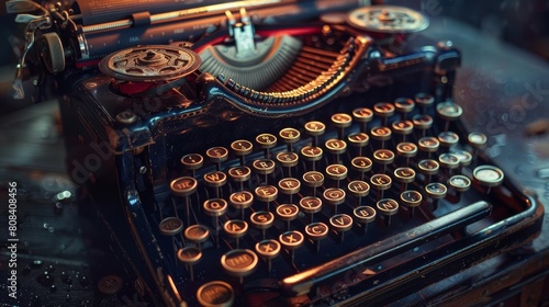 Craft a striking image of a vintage typewriter