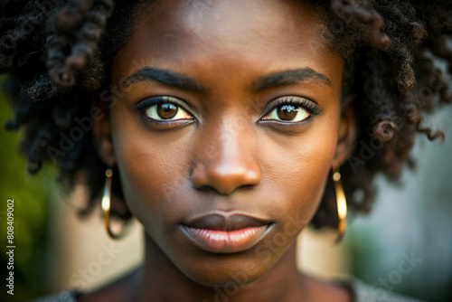 Young Black Beauty Close-Up Photography with 50mm Lens - Soft Light Rhythmic Composition photo