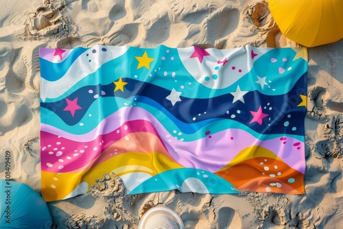 With precision, a beach towel clipart is depicted inviting beach lovers to unwind.