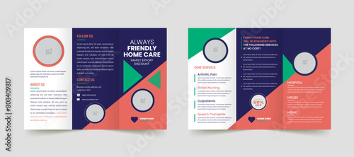 Home care trifold brochure template with creative design layout