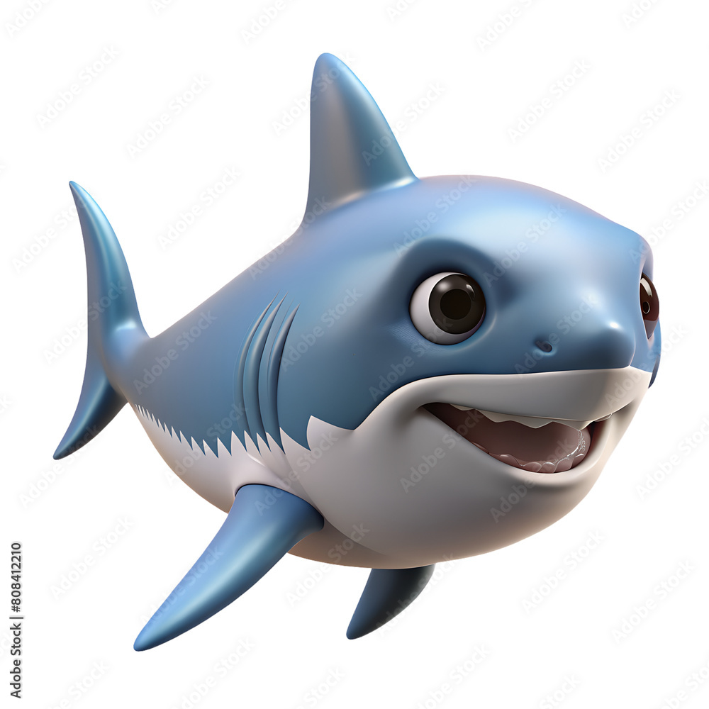 A cute 3D shark, isolated on a transparent background, 3D rendering style A cute 3D shark, isolated on a transparent background, 3D rendering style