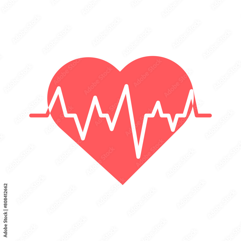 Heartbeat line across red heart. Health symbol Vector. Vital sign illustration. Lifeline concept. Heartbeat line across red heart. Health symbol Vector. Vital sign illustration. Lifeline concept.