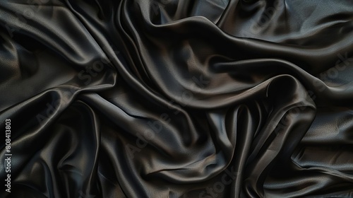 Black silk texture, suggesting luxury and elegance photo