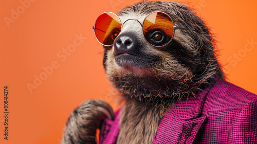 Trendy Sloth in High-End Couture Apparel