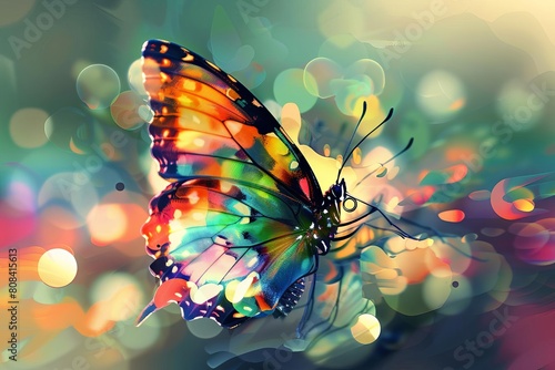 Butterfly with abstract and colorful painted wings