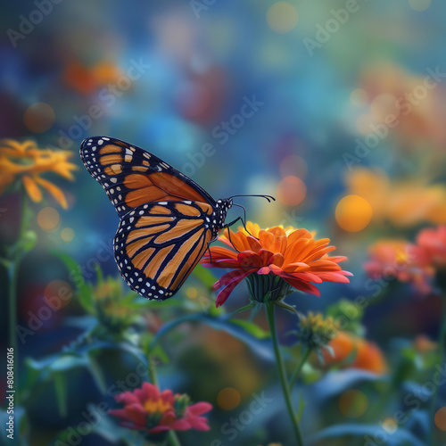 Monarch butterfly on a vibrant flower © Neyro