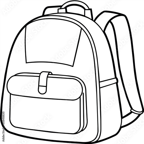 Backpack outline coloring book page line art illustration digital drawing