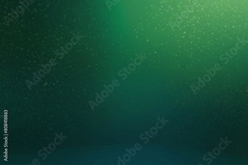 Dark green color gradient grainy background, illuminated spot on black, noise texture effect, wide banner size. photo