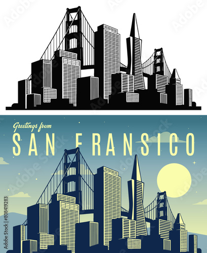 San Francisco City Composite Vector Art