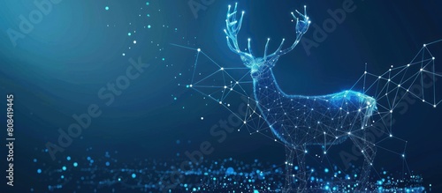 deer lines and dots with Blue background