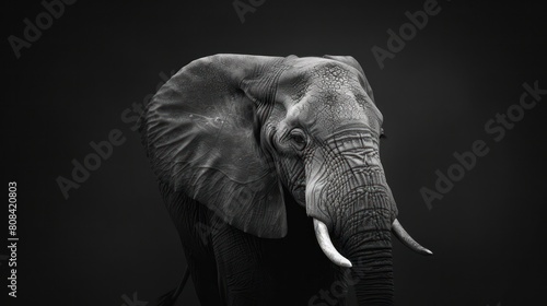 Black and White Portrait of Elephant