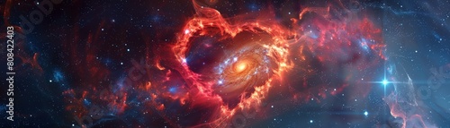 A vibrant nebula shaped like a heart, swirling with stars and cosmic dust, representing the vastness of love photo