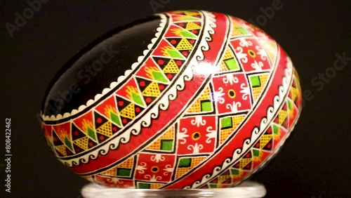 Ukrainian pessankas, pêssanka, colorful eggs finely decorated assorted symbols. Easter eggs photo