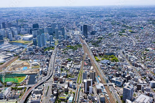 東神奈川上空より横浜を望む・Aerial View