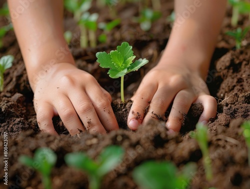 Hands planting a seed of hope in fertile soil, symbolizing a new beginning after overcoming addiction