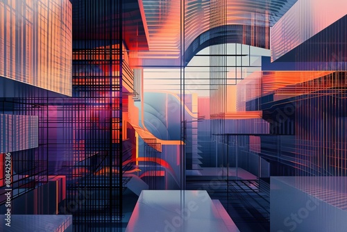 Layered Dimensions Scene  2D lines with 3D forms  AvantGarde Design