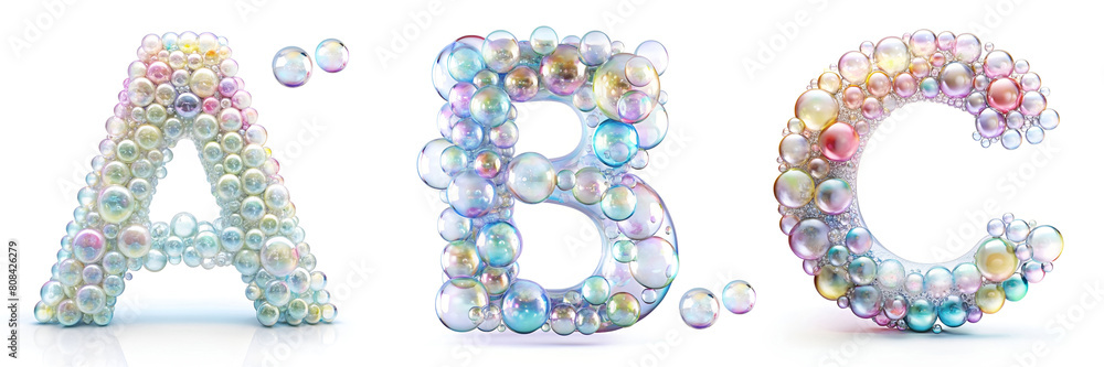 Letters A, B, C. Bubble Alphabet: Playful Letters in Soap Bubbles Letters A, B, C. Bubble Alphabet: Playful Letters in Soap Bubbles