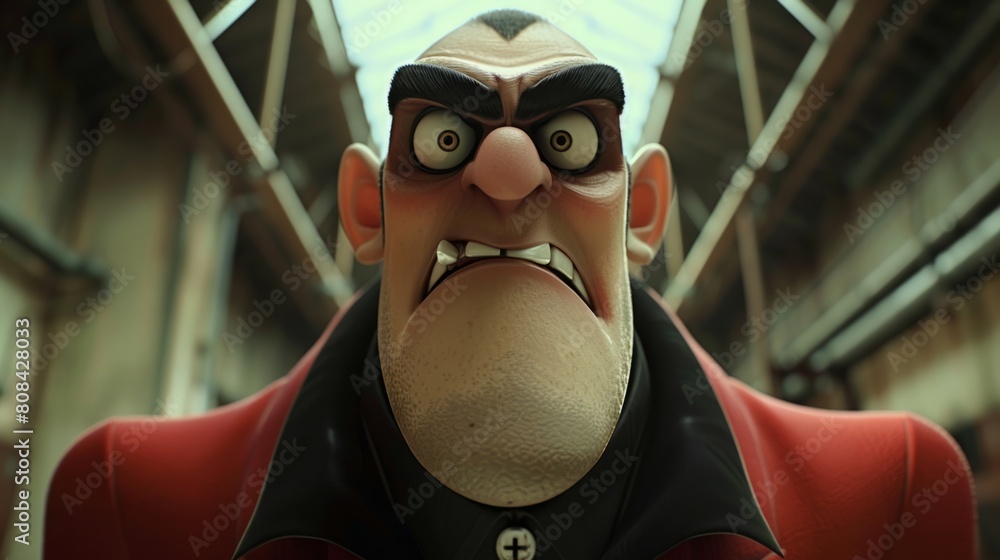 Wide-angle lens villain 3D animation character Wide-angle lens villain 3D animation character