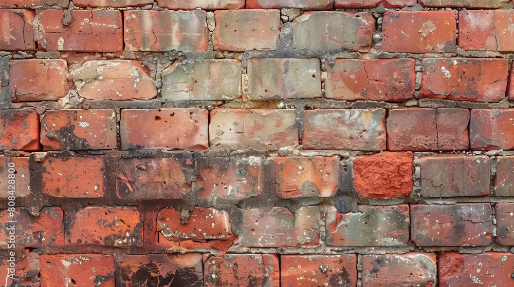 Artistic close-up of a red brick wall, focusing on the intricate patterns and rustic charm, ideal for detailed landscape or urban scenes Artistic close-up of a red brick wall, focusing on the intricate patterns and rustic charm, ideal for detailed landscape or urban scenes