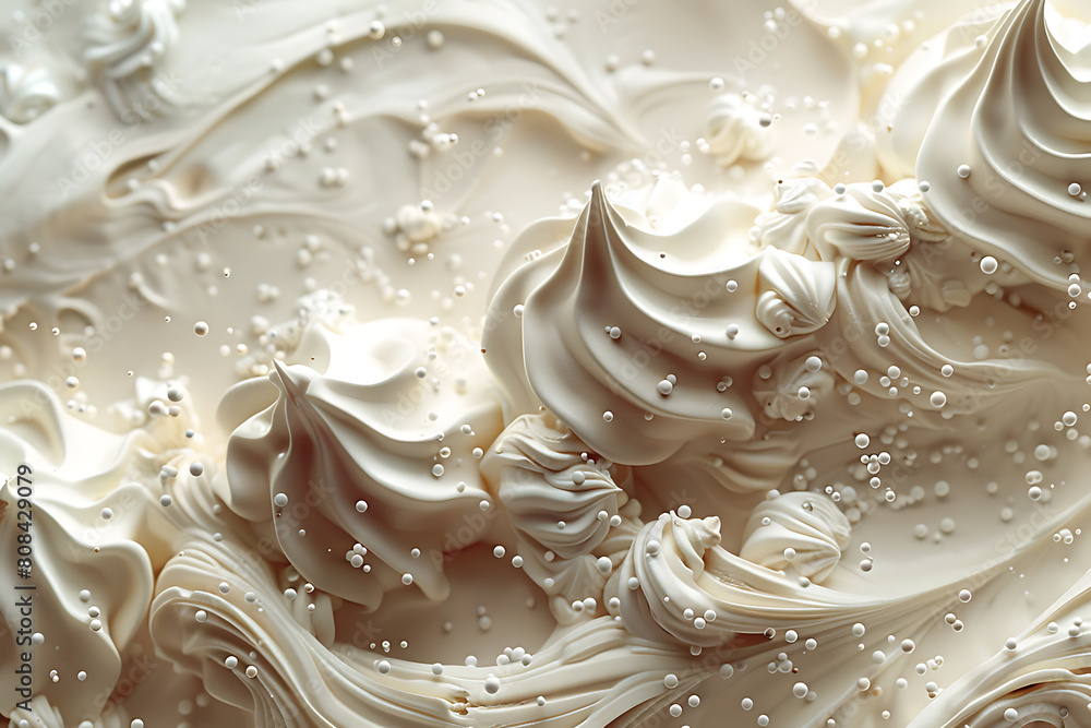 A close-up texture shot captures the creamy swirls and smooth surface of delicious, colorful ice cream scoops A close-up texture shot captures the creamy swirls and smooth surface of delicious, colorful ice cream scoops