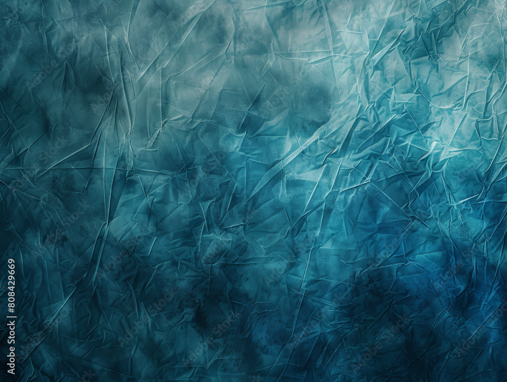 Fotografie Crinkled Blue Foil Texture with Light and Shadow Play