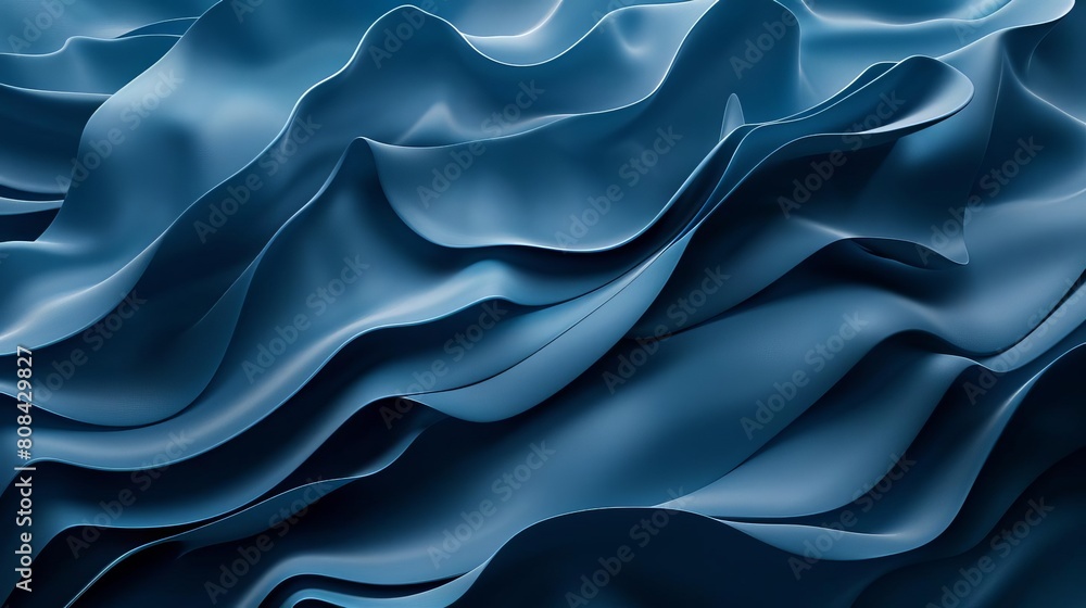 Fototapeta premium Smooth wavy blue background, suggesting fluidity and motion in design