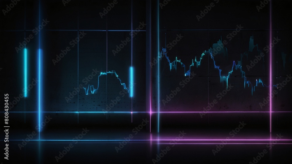Glowing neon stripes of metal wall in dark theme Glowing neon stripes of metal wall in dark theme