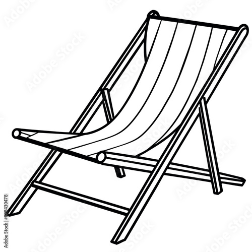 Beach Chair outline coloring book page line art illustration digital drawing