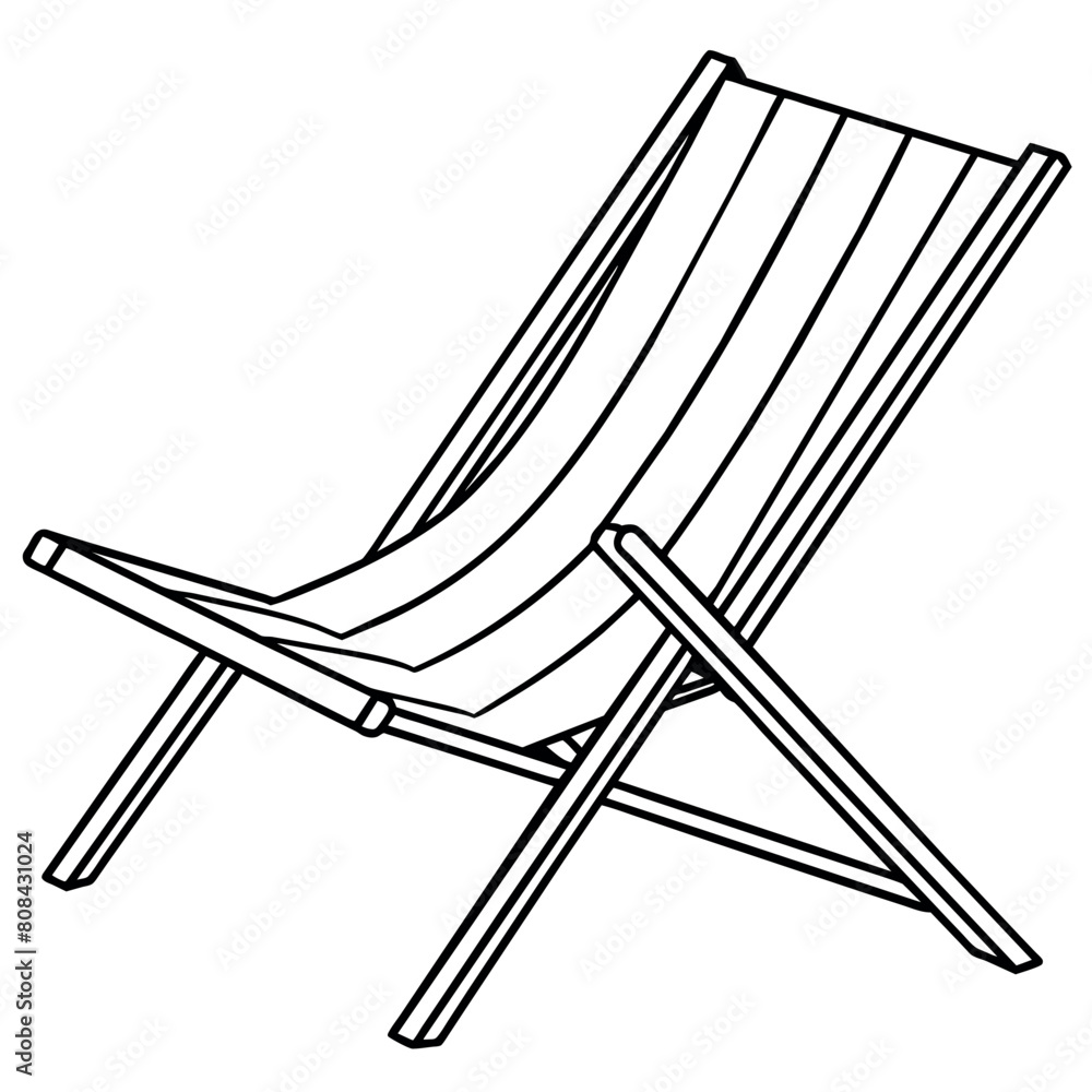 Beach Chair outline coloring book page line art illustration digital drawing Beach Chair outline coloring book page line art illustration digital drawing