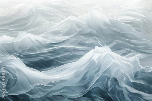 White abstract waves, conveying a sense of calm and fluidity © nattapon98
