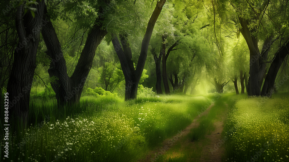 Fototapeta premium green forest beautiful landscape 