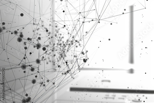 Wireframe design with floating nodes, depicting a scalable and flexible network