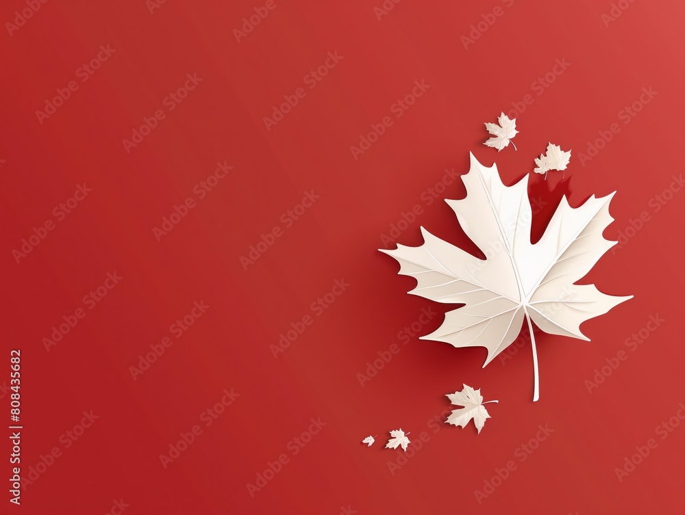 A banner for Canada Day with a maple leaf. Red background and free space for text. A banner for Canada Day with a maple leaf. Red background and free space for text.