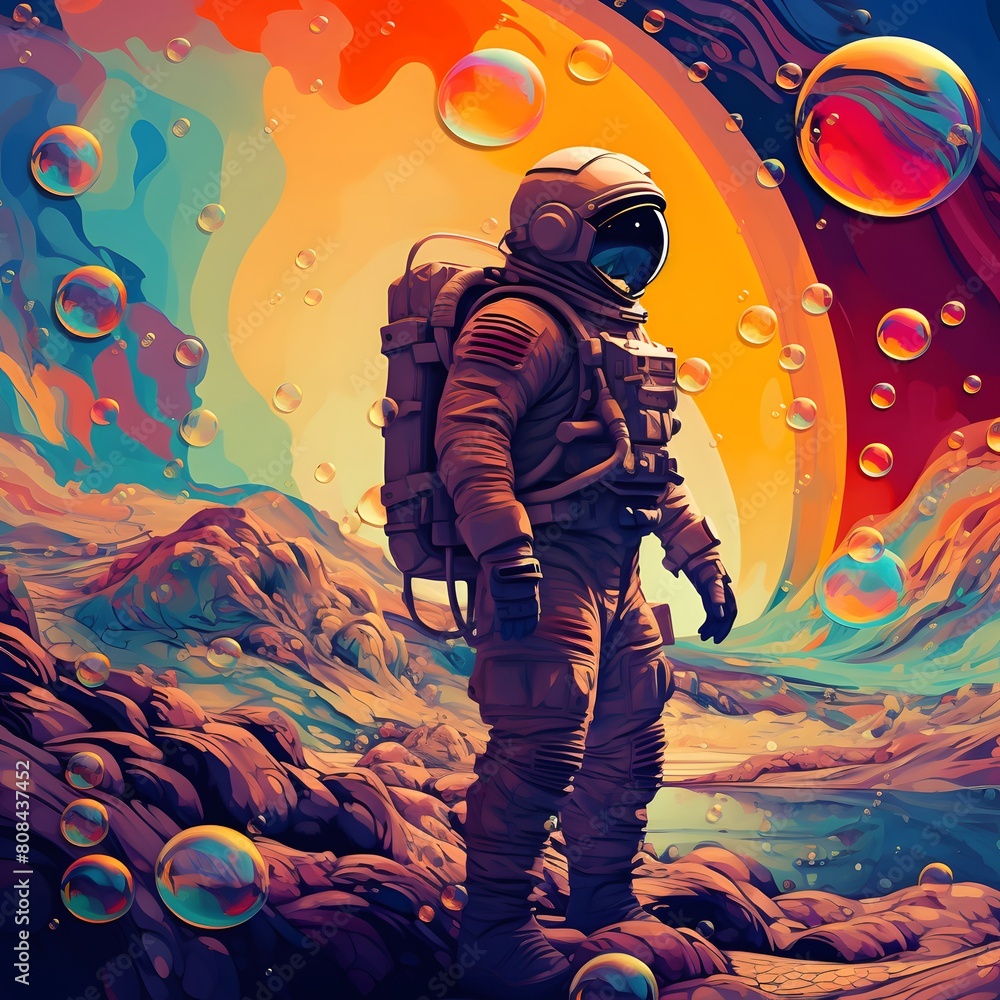 Beautiful colorful astronaut. Generative AI. Beautiful colorful astronaut. Generative AI.