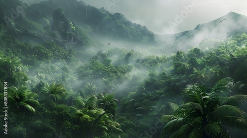 Step into the World of Dinosaurs with a Jurassic Park-Inspired Lush Green Scene photo